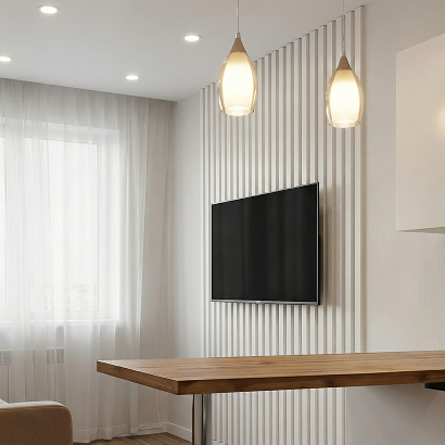 Интерьерная рейка МДФ Stella Бриона Standard Белый 16х40х2700 (уп.8шт.)