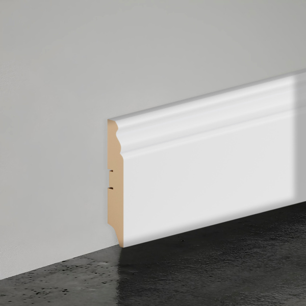 2К Напольный плинтус МДФ Stella 100E Белый 2000x100x16 (4шт.упак.)