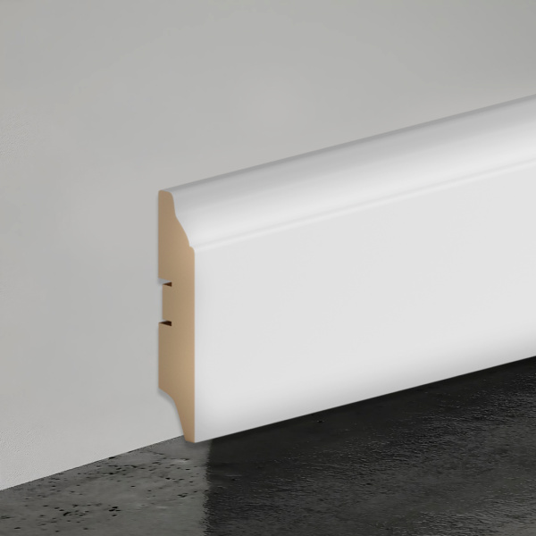 2К Напольный плинтус МДФ Stella 82 Белый 2000х82х16 (5шт.упак.)