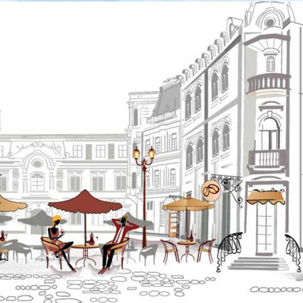 Кухонный фартук АБС Stella Light Уличное кафе 600*3000*0,75мм