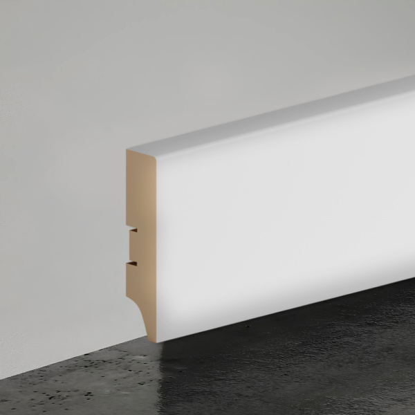 2К Напольный плинтус МДФ Stella 80А Белый 2000х80х16 (5шт.упак.)