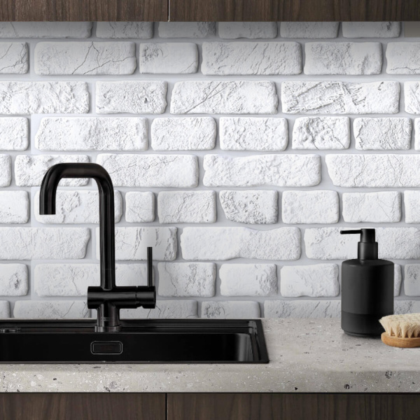 Панель ПВХ 0,4 кирпич Ретро белый 