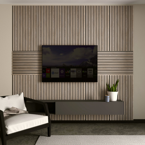 Панель Стеновая Акустическая Stella Trend Light Дуб Снежный 900х600х21 (упак. 1шт.)