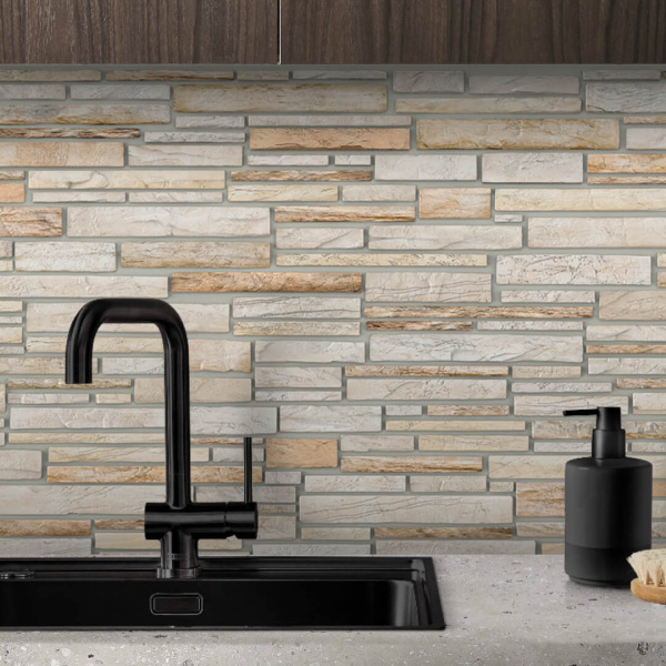 Панель ПВХ 0,3 мозаика Пластушка бежевая 