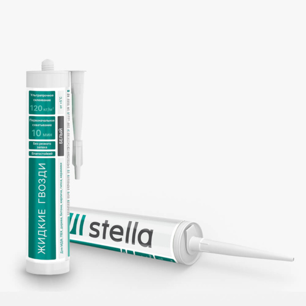 Жидкие гвозди универсальные Stella прозрачный 120 кг на м.кв.(12 шт. в упак) 