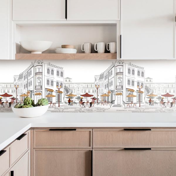 Кухонный фартук АБС Stella Light Уличное кафе 600*3000*0,75мм