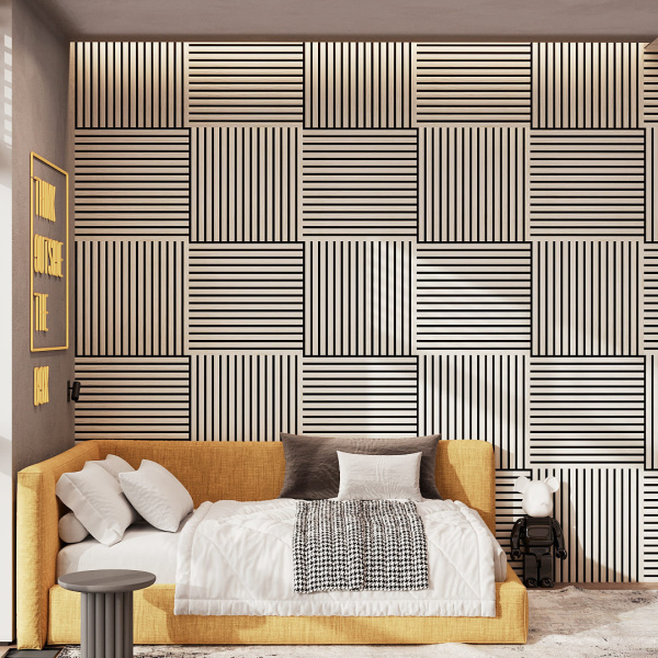 Панель Стеновая Акустическая Stella Comfort Standart Лиственница Лагерта 600х600х9 (уп.1шт.)