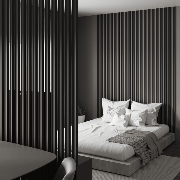 2К Интерьерная Рейка МДФ STELLA Планкен Рекесс De Luxe Black Lead 19*50*2700 (уп.4 шт.)