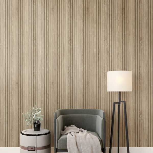 2К Панель Стеновая Реечная МДФ Stella Beats Standart Дуб Сонома 2700x119x16 (4шт.упак.)