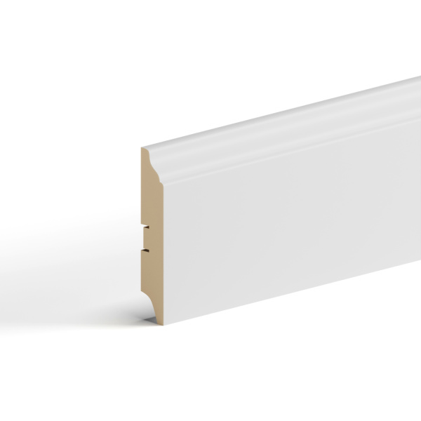 2К Напольный плинтус МДФ Stella 100B Белый 2000x100x16 (4шт.упак.)