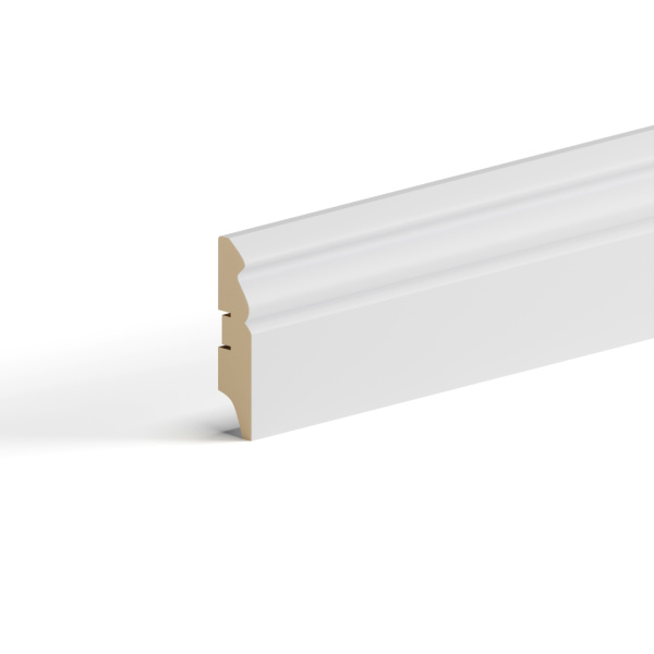 2К Напольный плинтус МДФ Stella 70E 2000х70х16 Белый (7шт в упак)