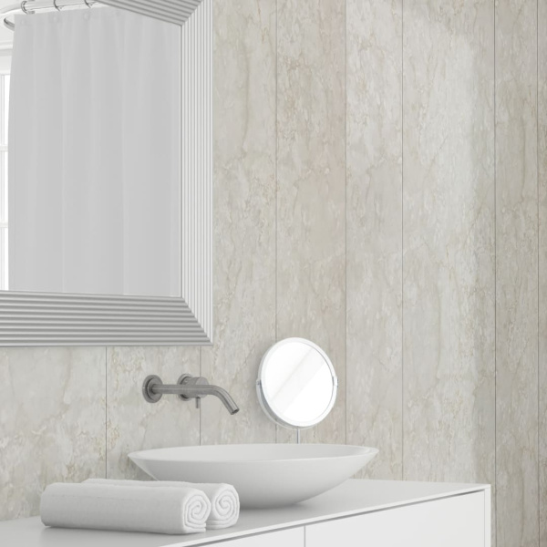 Панель ПВХ Stella Slim 5мм Light Мрамор Ренессанс М-005 2600х250х5 (15шт.упак.)