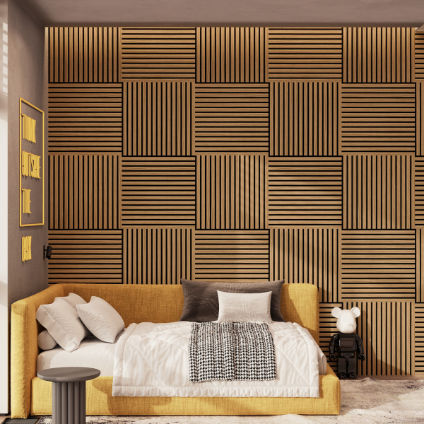 2К Панель Стеновая Акустическая Stella Comfort Standart Дуб Сальвадор 600х600х9 (уп.1шт.)