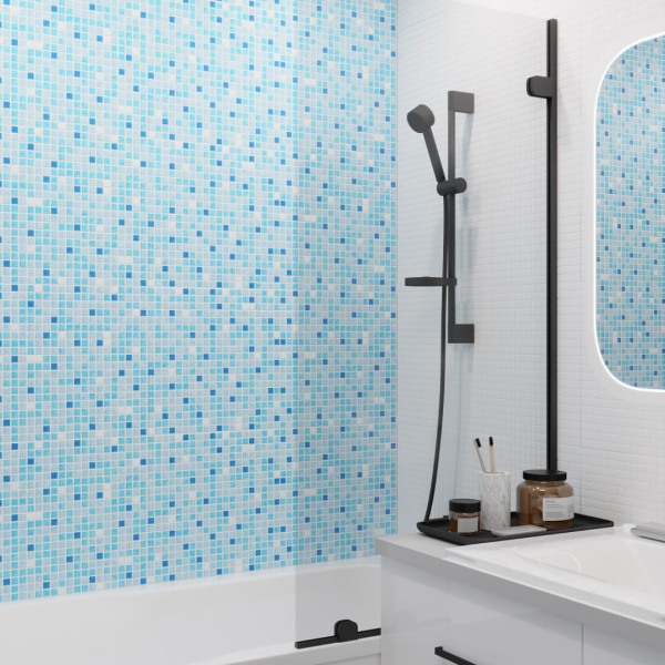 Панель ПВХ 0,3 мозаика Микс голубой