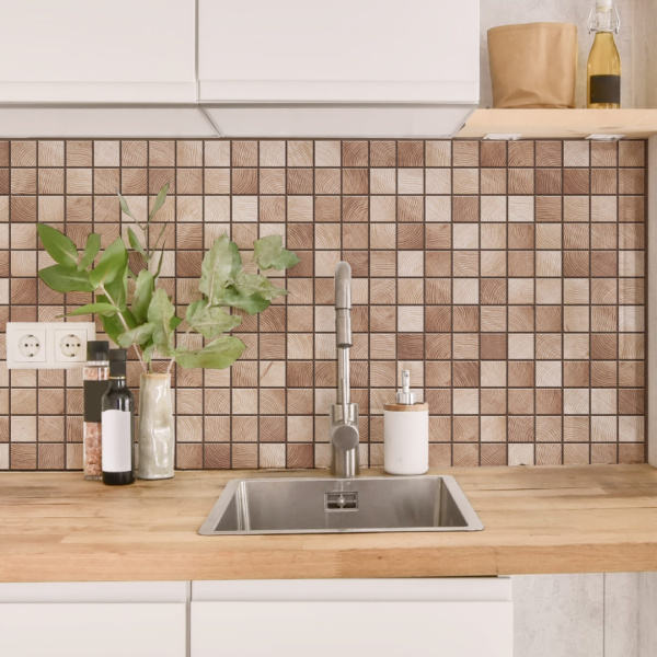 Панель ПВХ 0,3 мозаика Мадера светлая STELLA