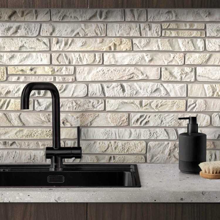 Панель ПВХ 0,3 мозаика Сланец бежевый