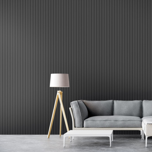 2К Панель Стеновая Реечная МДФ Stella Beats De Luxe Black Lead 2700x119x16 (4шт.упак.)