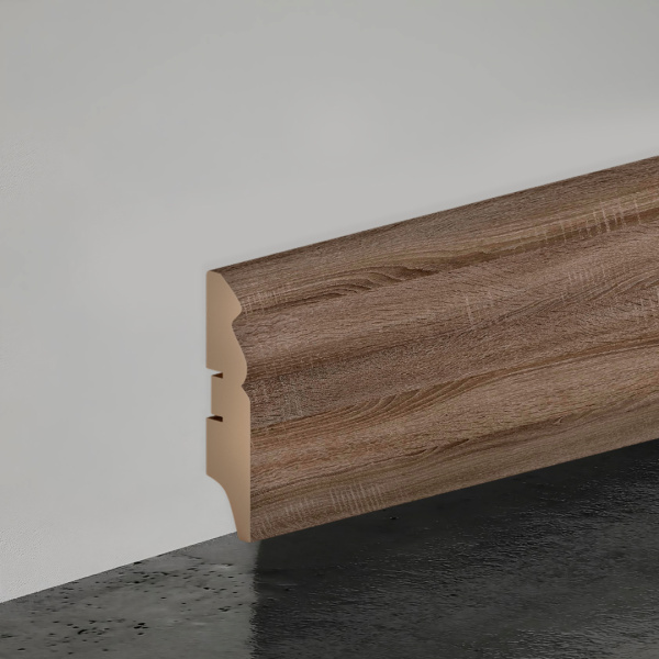 2К Напольный плинтус МДФ STELLA 70E 2000х70х16 Дуб Винтаж (18шт в упак)