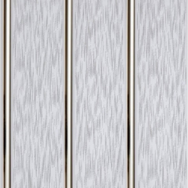 Панель ПВХ потолочная 3-х пол Дождь Серый Серебро 0,25*3м (12шт.уп.) тм АКВАТОН