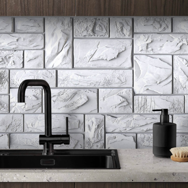 Панель ПВХ 0,4 камень Пиленый настоящий белый