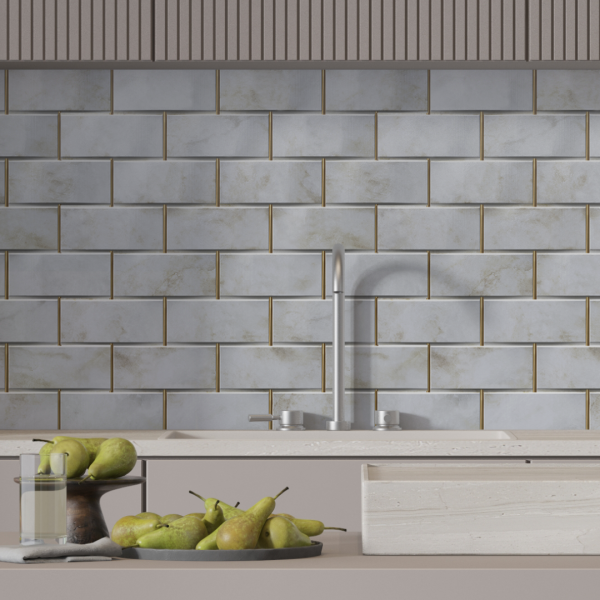 Панель ПВХ 0,3 мозайка на клеевой основе Мрамор Латунь (10шт)