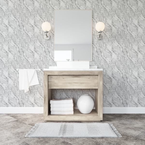 Панель ПВХ Мрамор Сантьяго 672 2,6*0,25 Stella Slim 5мм Light (15)