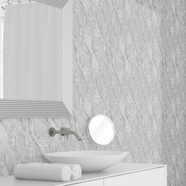 Панель ПВХ Мрамор Сантьяго 672 2,6*0,25 Stella Slim 5мм Light (15)