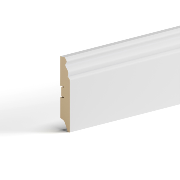 2К Напольный плинтус МДФ Stella 100E Белый 2000x100x16 (4шт.упак.)