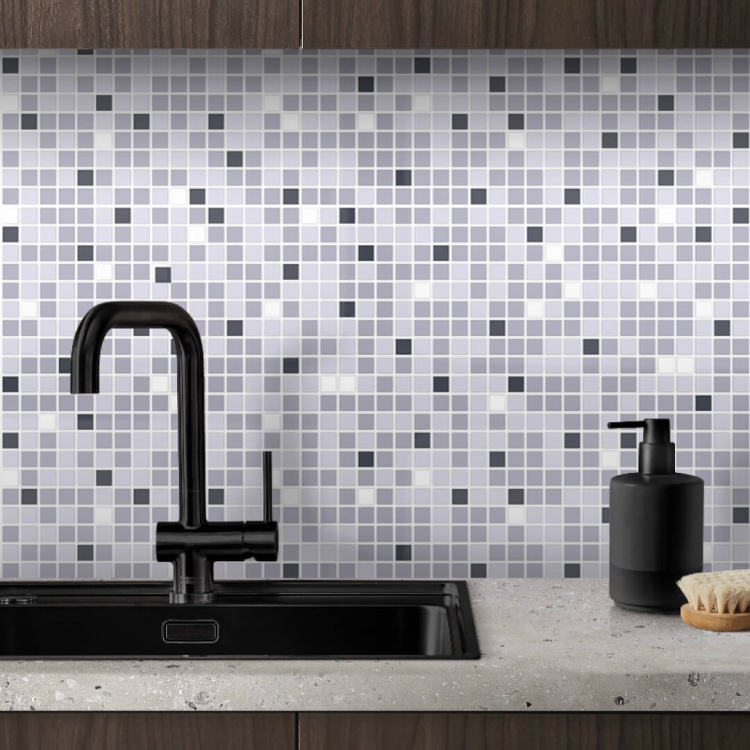 Панель ПВХ 0,3 мозаика Микс серый