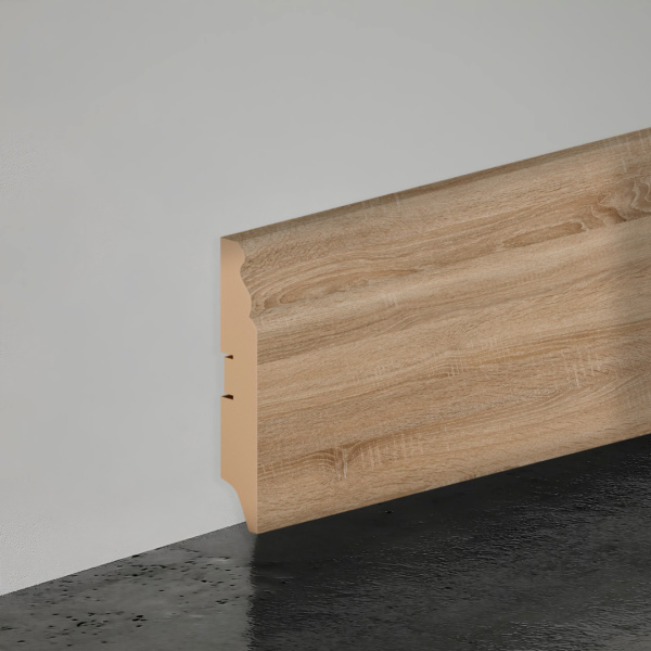 2К Напольный плинтус МДФ STELLA 100E 2000x100x16 Дуб Сонома (12шт в упак)