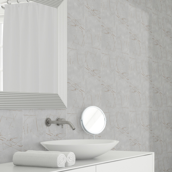 Панель ПВХ Мрамор Грей 673/1 2,6*0,25 Stella Slim 5мм Light (15)