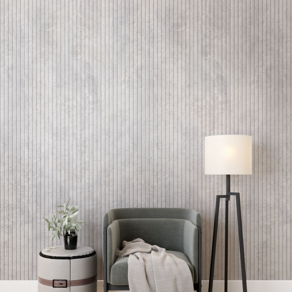 2К Панель Стеновая Реечная МДФ Stella Beats Premium Бетон Чикаго 2700x119x16 (4шт.упак.)